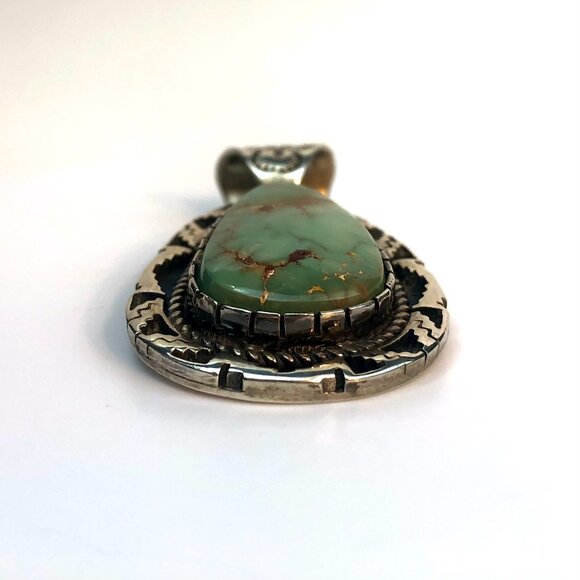 Navajo Arts and Crafts Guild Sterling Silver Royston Turquoise Pendant Vintage - Picture 4 of 11
